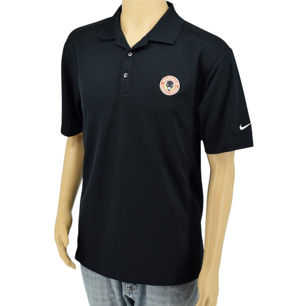 Nike Golf Buffalo Wings & Rings Men's M Black Dri-Fit Performance Victory Polo